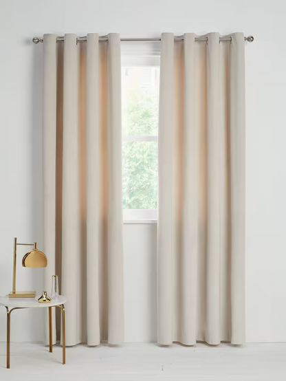 John Lewis Velvet Pair Lined Eyelet Curtains, Champagne, W228 x Drop 274cm