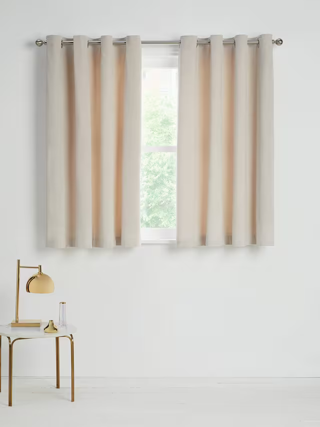 John Lewis Velvet Pair Lined Eyelet Curtains, Champagne, W228 x Drop 274cm
