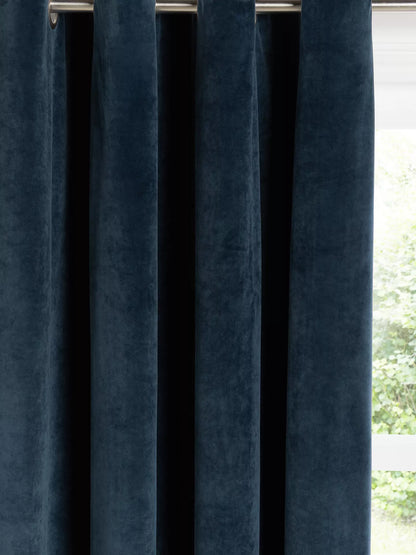 John Lewis Velvet Pair Lined Eyelet Curtains, Navy, W228 x Drop 228cm