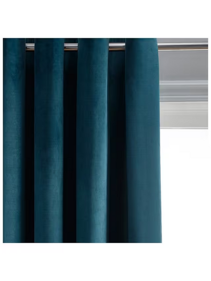 John Lewis Velvet Pair Lined Eyelet Curtains, Teal, W228 x Drop 228cm