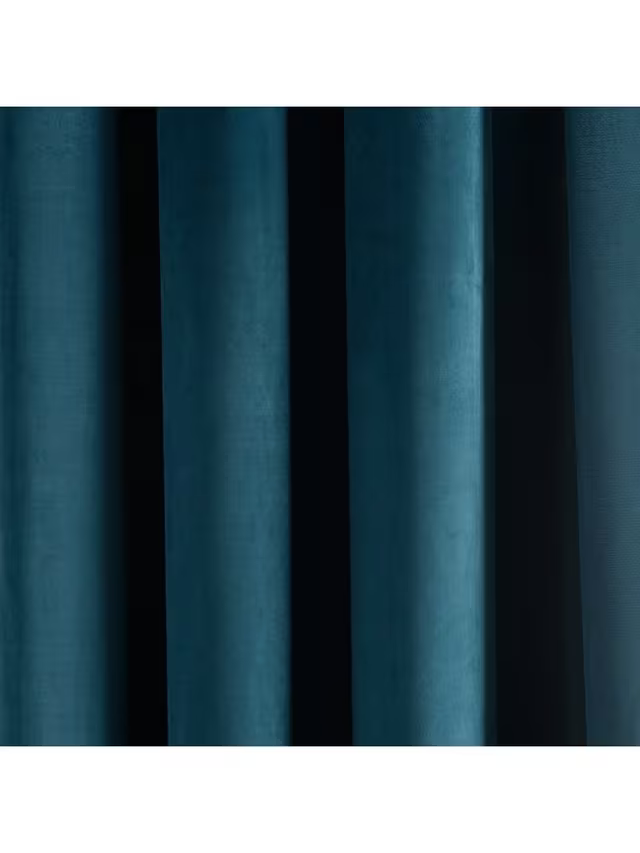 John Lewis Velvet Pair Lined Eyelet Curtains, Teal, W228 x Drop 228cm