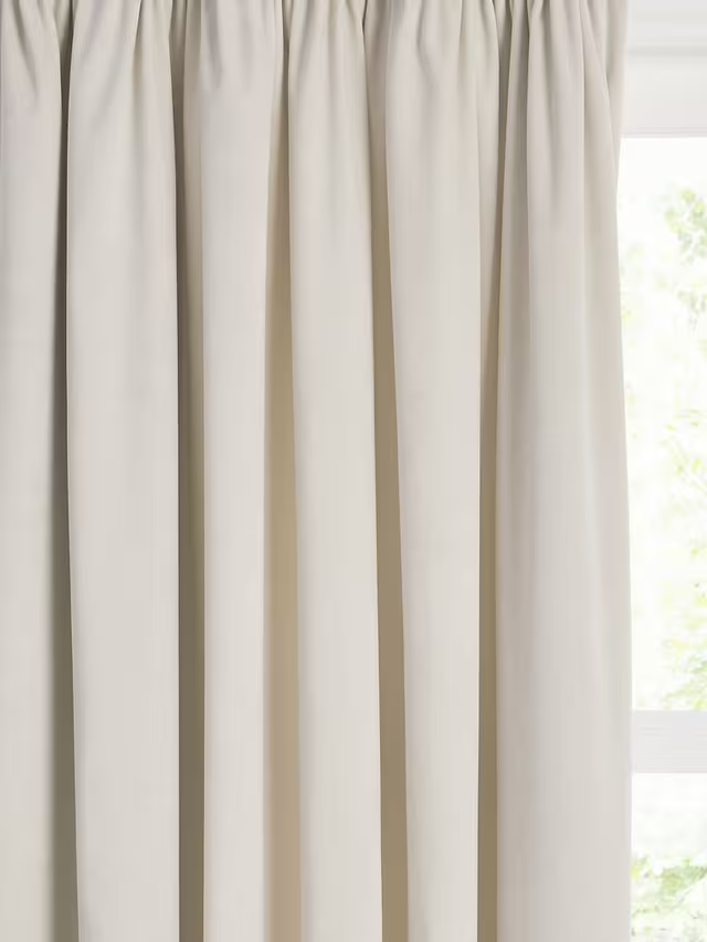John Lewis Velvet Pair Lined Pencil Pleat Curtains, Champagne, W228 x Drop 182cm