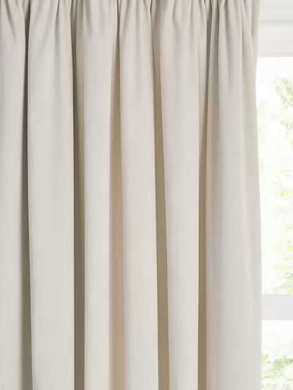 John Lewis Velvet Pair Lined Pencil Pleat Curtains, Champagne, W228 x Drop 182cm