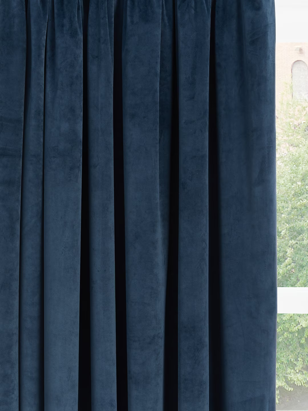 John Lewis Velvet Pair Lined Pencil Pleat Curtains, Navy, W228 x Drop 274cm