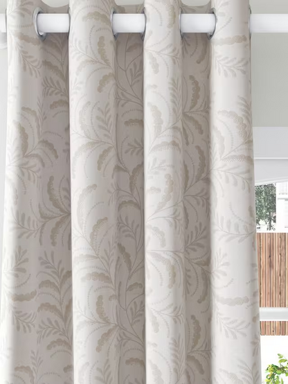 John Lewis Jouvene Weave Pair Blackout/Thermal Lined Eyelet Curtains, Natural, W167 x Drop 228cm