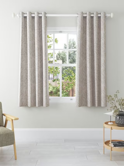 John Lewis Jouvene Weave Pair Blackout/Thermal Lined Eyelet Curtains, Natural, W167 x Drop 228cm