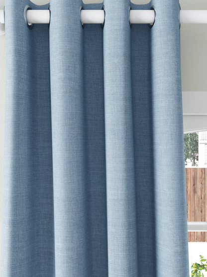 John Lewis Textured Weave Pair Blackout Lined Eyelet Curtains, Blue, W228 x Drop 182cm