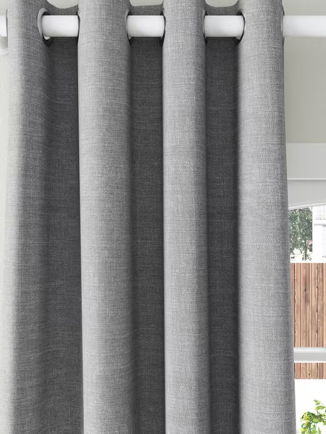 John Lewis Textured Weave Pair Blackout Lined Eyelet Curtains, Storm, W228 x Drop 182cm