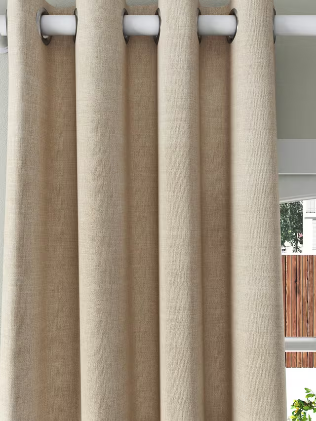 John Lewis Textured Weave Pair Blackout Lined Eyelet Curtains, Natural, W228 x  228