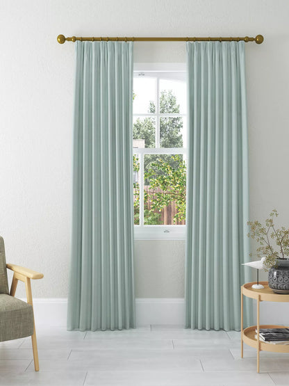 John Lewis Textured Weave Pair Blackout Lined Pencil Pleat Curtains, Duck Egg, W228 x Drop 228cm