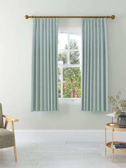 John Lewis Textured Weave Pair Blackout Lined Pencil Pleat Curtains, Duck Egg, W167 x Drop 274cm
