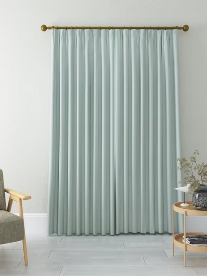 John Lewis Textured Weave Pair Blackout Lined Pencil Pleat Curtains, Duck Egg, W167 x Drop 274cm