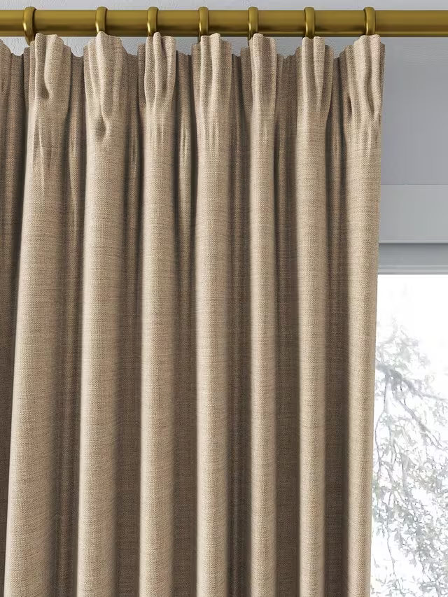 John Lewis Textured Weave Pair Blackout Lined Pencil Pleat Curtains, Natural, W167 x Drop 274cm