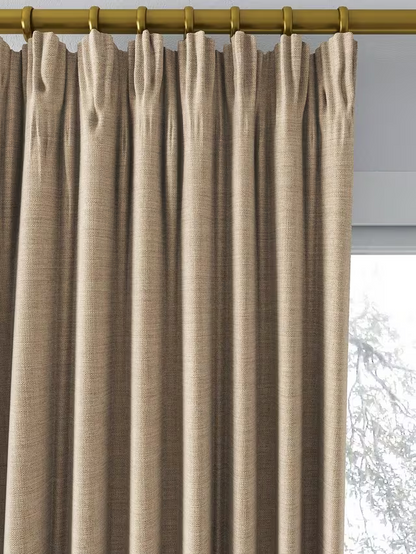 John Lewis Textured Weave Pair Blackout Lined Pencil Pleat Curtains, Natural, W167 x Drop 274cm