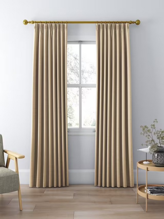 John Lewis Textured Weave Pair Blackout Lined Pencil Pleat Curtains, Natural, W167 x Drop 274cm