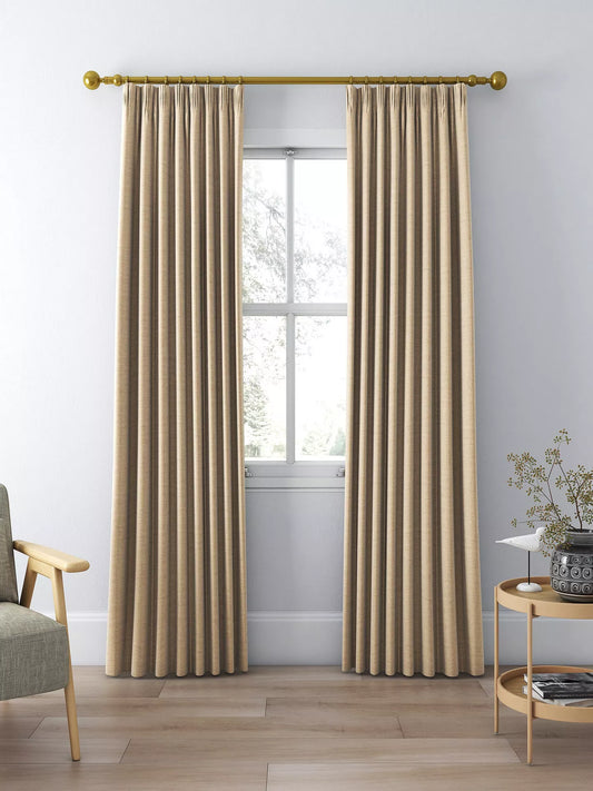 John Lewis Textured Weave Pair Blackout Lined Pencil Pleat Curtains, Natural, W228 x Drop 274cm