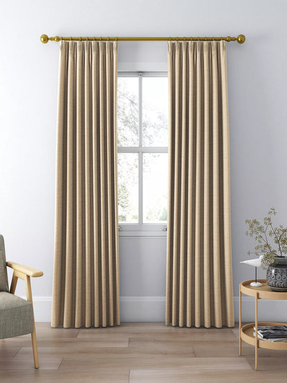John Lewis Textured Weave Pair Blackout Lined Pencil Pleat Curtains, Natural, W167 x 274