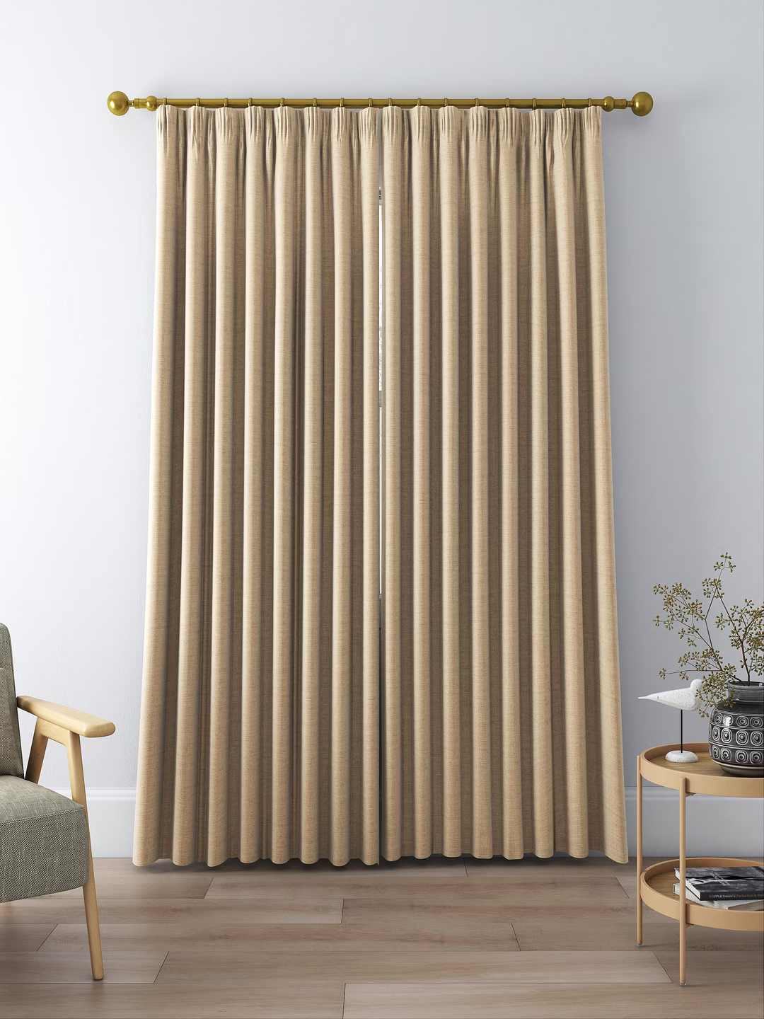 John Lewis Textured Weave Pair Blackout Lined Pencil Pleat Curtains, Natural, W228 x Drop 228cm