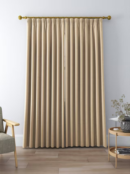 John Lewis Textured Weave Pair Blackout Lined Pencil Pleat Curtains, Natural, W228 x 228