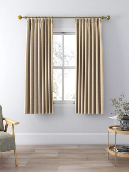 John Lewis Textured Weave Pair Blackout Lined Pencil Pleat Curtains, Natural, W228 x Drop 274cm