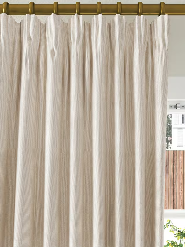 John Lewis Herringbone Weave Pair Lined Pencil Pleat Curtains, Marshmallow, W228 x Drop 274cm