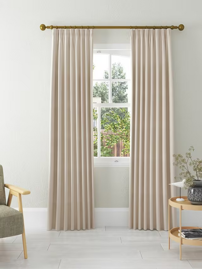 John Lewis Herringbone Weave Pair Lined Pencil Pleat Curtains, Marshmallow, W228 x Drop 274cm