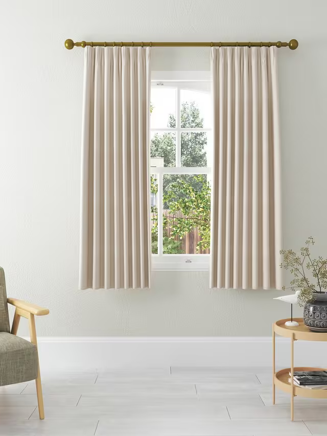 John Lewis Herringbone Weave Pair Lined Pencil Pleat Curtains, Marshmallow, W228 x Drop 274cm