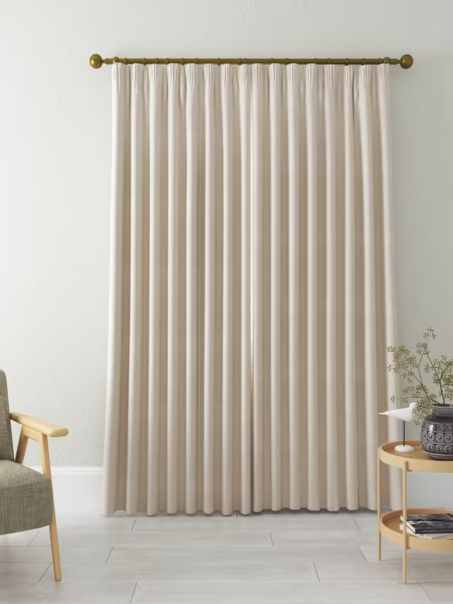 John Lewis Herringbone Weave Pair Lined Pencil Pleat Curtains, Marshmallow, W228 x Drop 274cm