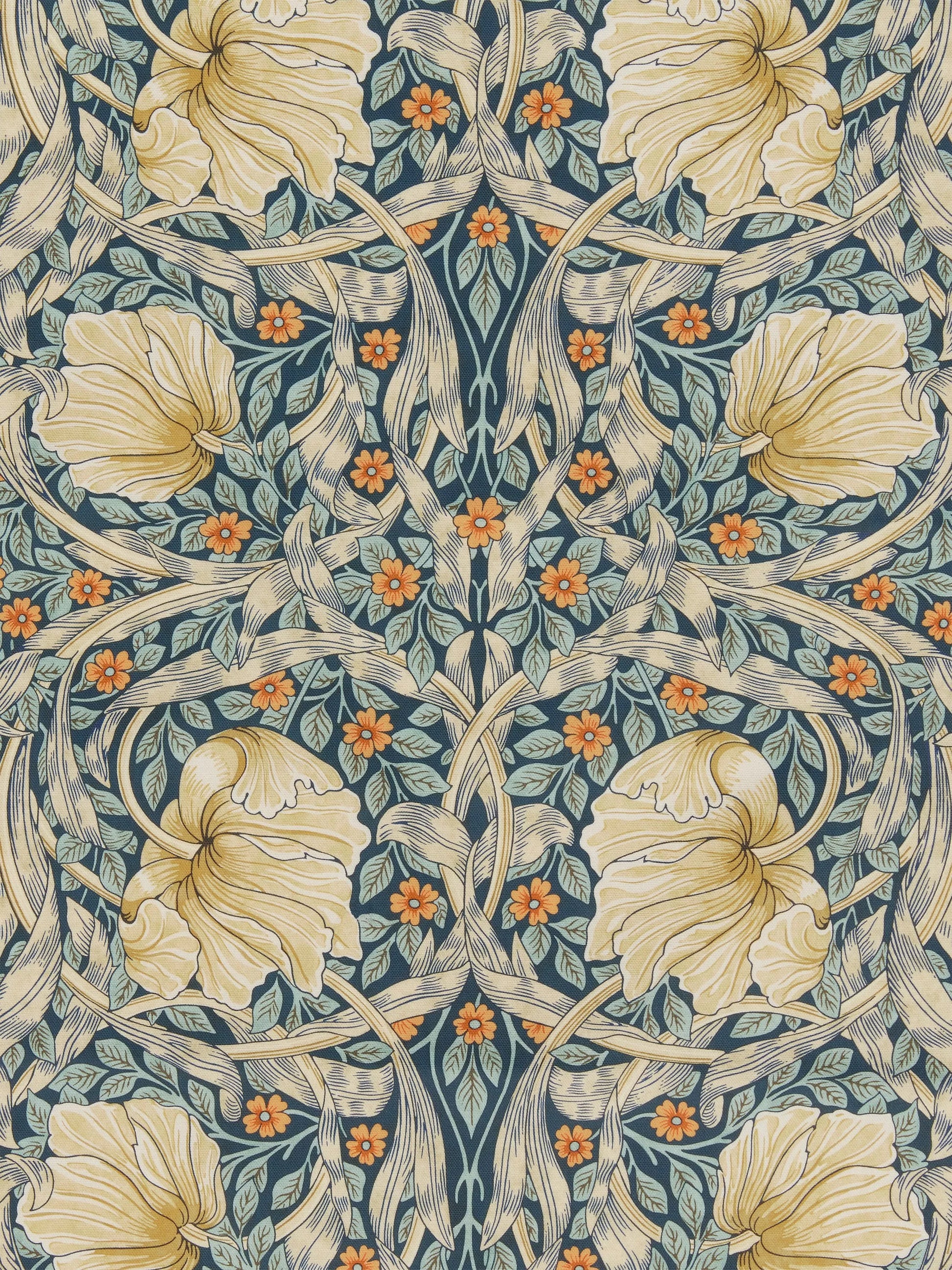 Morris & Co. Pimpernel Pair Thermal Lined Eyelet Curtains, Teal, W228 x Drop 228