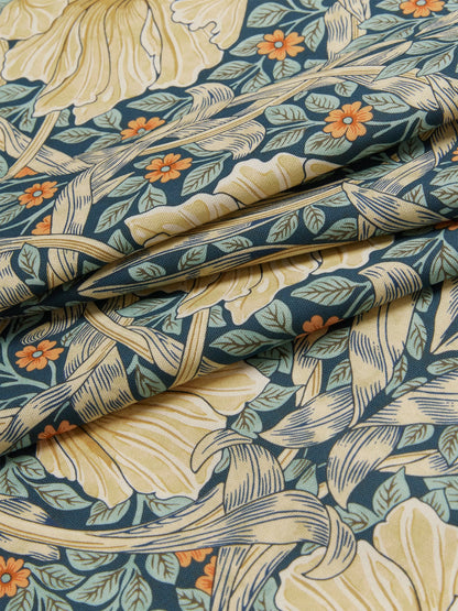 Morris & Co. Pimpernel Pair Thermal Lined Eyelet Curtains, Teal, W228 x Drop 228
