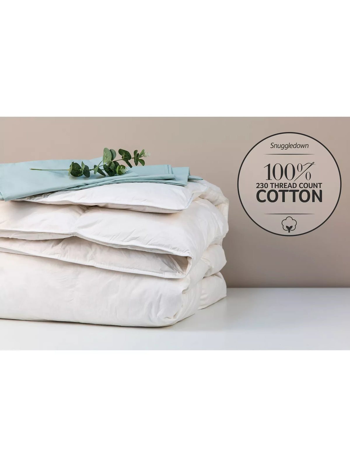 Snuggledown Natural Duck Feather and Down Duvet, 4.5 Tog, Single