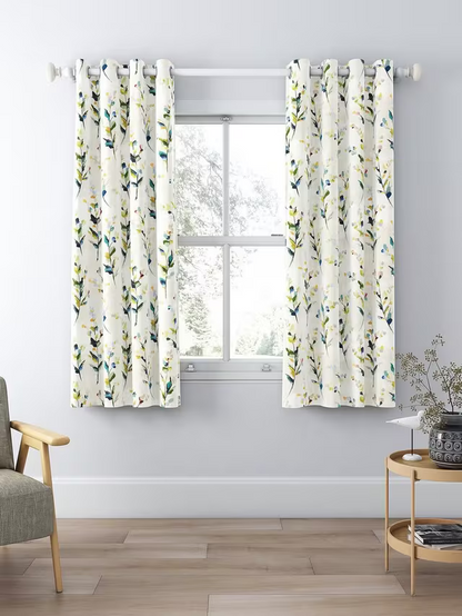 John Lewis Wildflower Sprigs Print Pair Blackout/Thermal Lined Eyelet Curtains, Multi, W167 x Drop 228cm