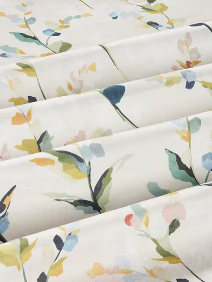 John Lewis Wildflower Sprigs Print Pair Blackout/Thermal Lined Eyelet Curtains, Multi, W167 x Drop 228cm