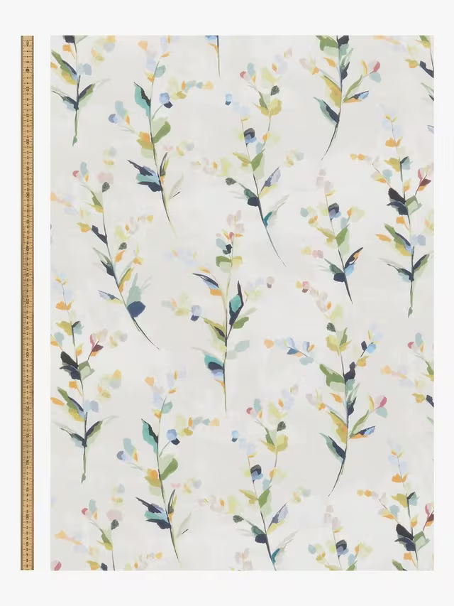 John Lewis Wildflower Sprigs Print Pair Blackout/Thermal Lined Eyelet Curtains, Multi, W167 x Drop 228cm