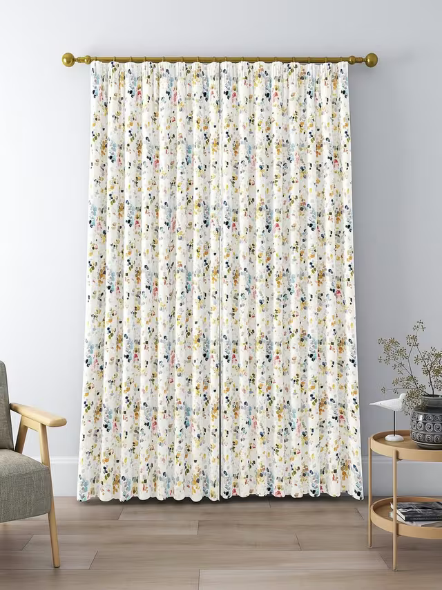 John Lewis Dapple Abstract Print Pair Lined Pencil Pleat Curtains, Multi, W228 x 228
