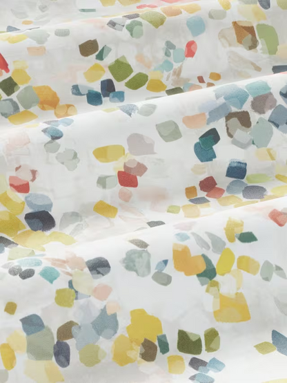 John Lewis Dapple Abstract Print Pair Lined Pencil Pleat Curtains, Multi, W228 x 228
