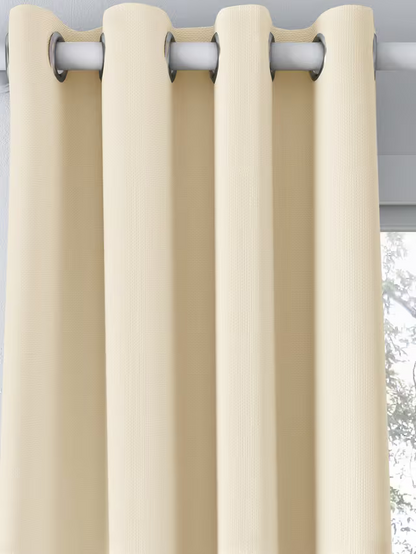 John Lewis Textured Weave Pair Blackout Lined Eyelet Curtains, Cream, W228 x 228