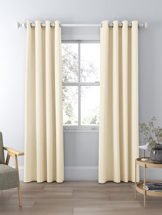 John Lewis Textured Weave Pair Blackout Lined Eyelet Curtains, Cream, W228 x 228