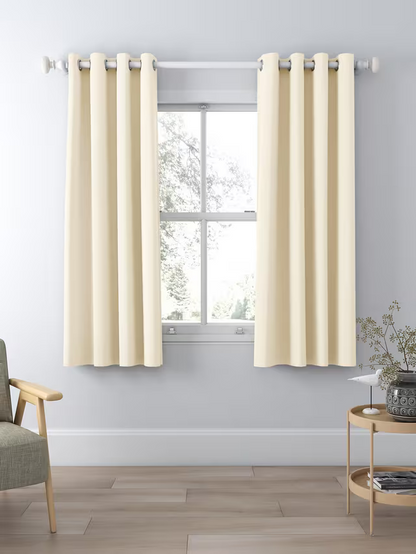 John Lewis Textured Weave Pair Blackout Lined Eyelet Curtains, Cream, W228 x 228