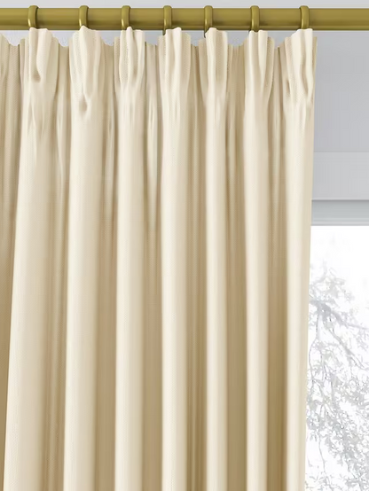 John Lewis Textured Weave Pair Blackout Lined Pencil Pleat Curtains, Cream, W228 x Drop 182cm