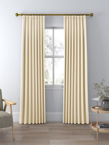 John Lewis Textured Weave Pair Blackout Lined Pencil Pleat Curtains, Cream, W228 x Drop 182cm