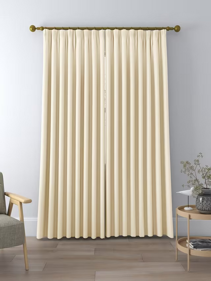 John Lewis Textured Weave Pair Blackout Lined Pencil Pleat Curtains, Cream, W228 x Drop 182cm