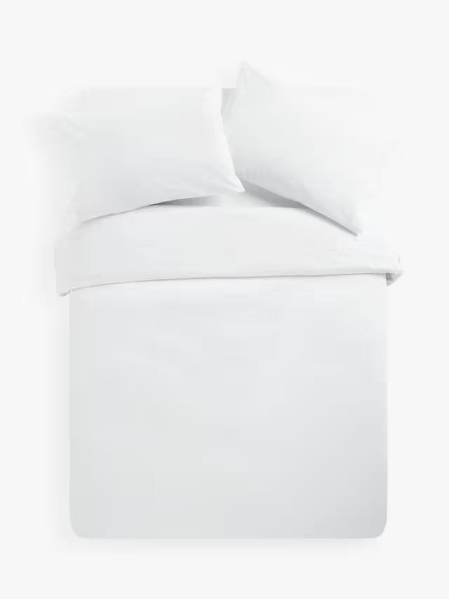 John Lewis Soft & Silky Egyptian Cotton Sateen 400 Thread Count Super King Duvet Cover, White