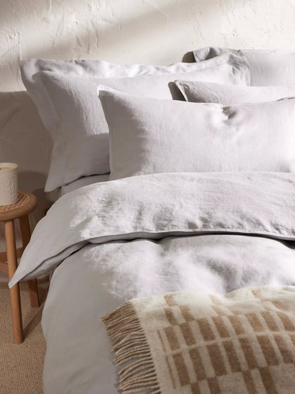 John Lewis Washed Linen Bedding, Pale Grey, Super King Duvet Cover