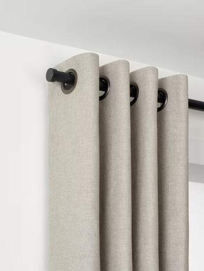 John Lewis Select Eyelet Curtain Pole with Stud Finial, Wall Fix, Dia.25mm, Satin Soft Black, L150cm