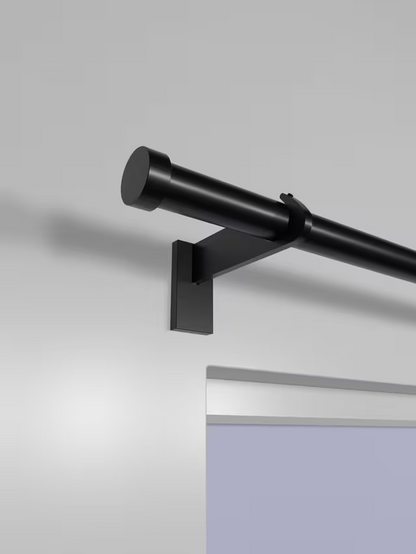 John Lewis Select Eyelet Curtain Pole with Stud Finial, Wall Fix, Dia.25mm, Satin Soft Black, L150cm