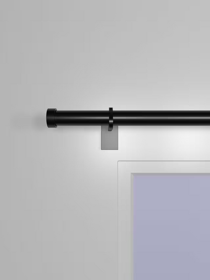 John Lewis Select Eyelet Curtain Pole with Stud Finial, Wall Fix, Dia.25mm, Satin Soft Black, L150cm
