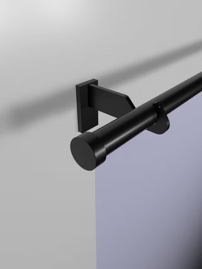 John Lewis Select Eyelet Curtain Pole with Stud Finial, Wall Fix, Dia.25mm, Satin Soft Black, L150cm