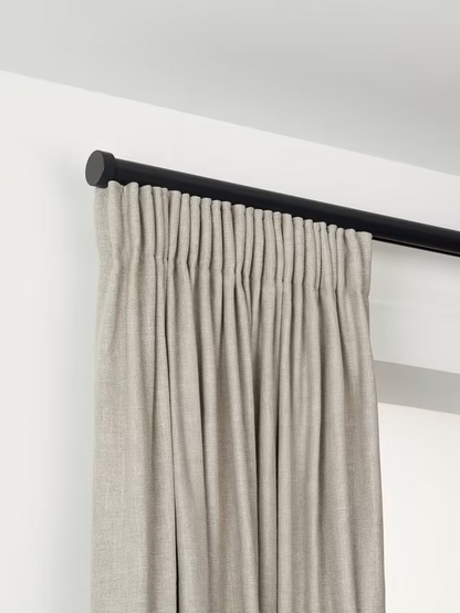 John Lewis Select Gliding Curtain Pole with Stud Finial, Wall Fix, Dia.30mm, Satin Soft Black, L260cm