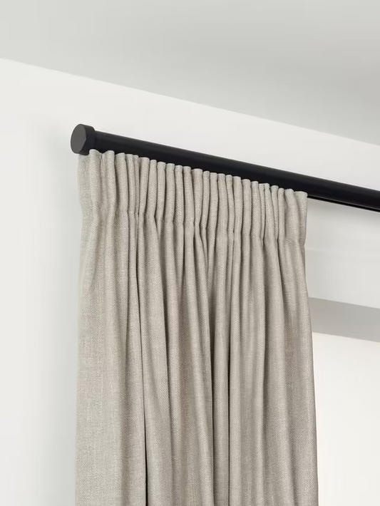 John Lewis Select Gliding Curtain Pole with Stud Finial, Wall Fix, Dia.30mm, Satin Soft Black, L260cm
